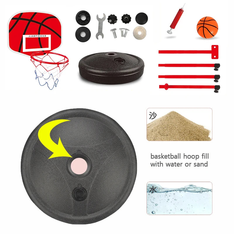 Toddler Adjustable Basketball Hoop with Stand 63–150CM