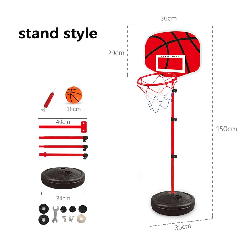 Toddler Adjustable Basketball Hoop with Stand 63–150CM