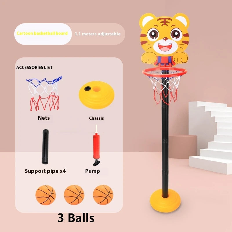 Children’s Adjustable Basketball Hoop with Cartoon Backboard