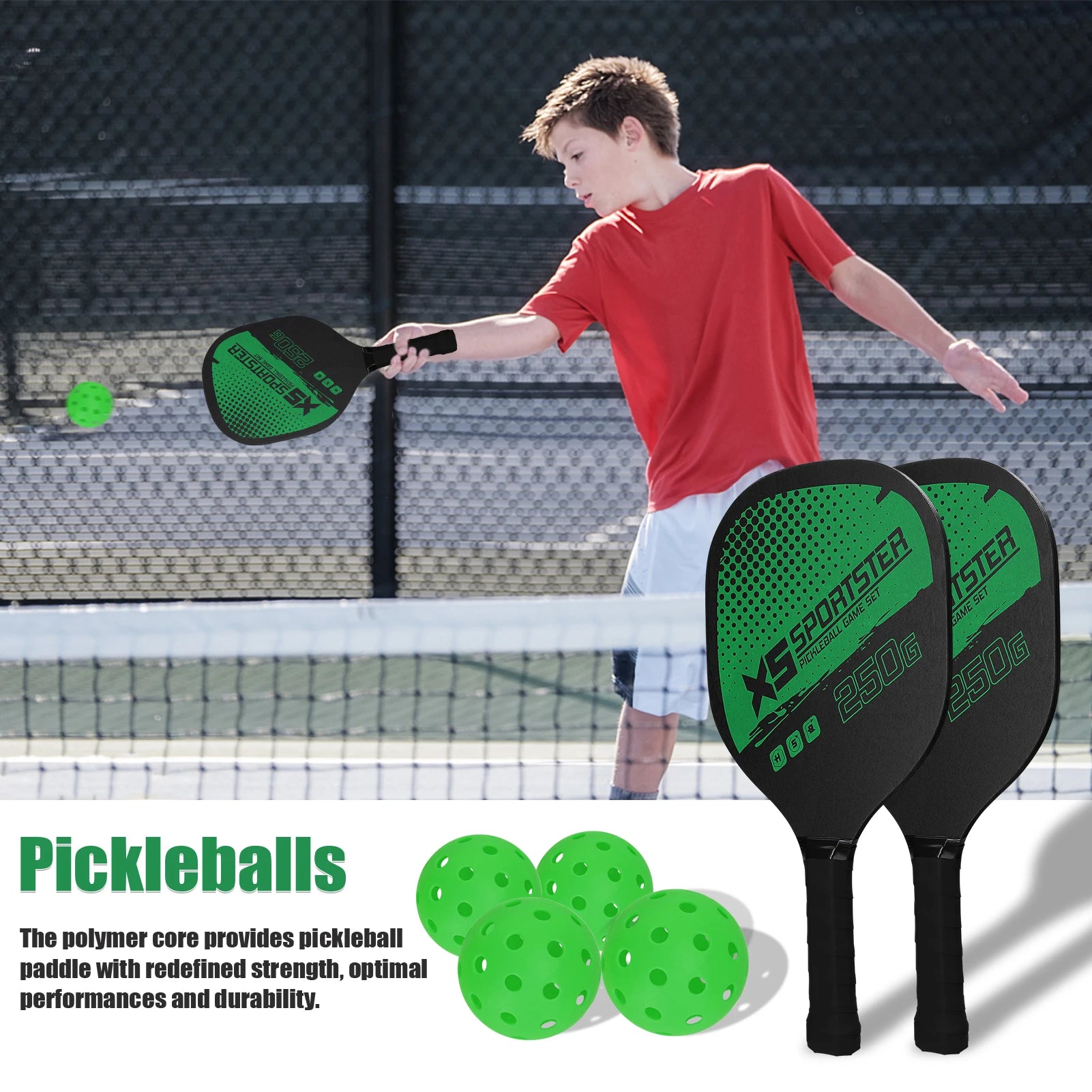 Pickleball Paddle Set – 2 Rackets & 4 Balls