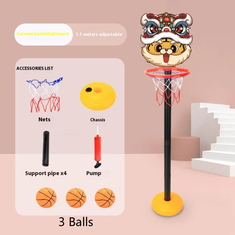 Children’s Adjustable Basketball Hoop with Cartoon Backboard