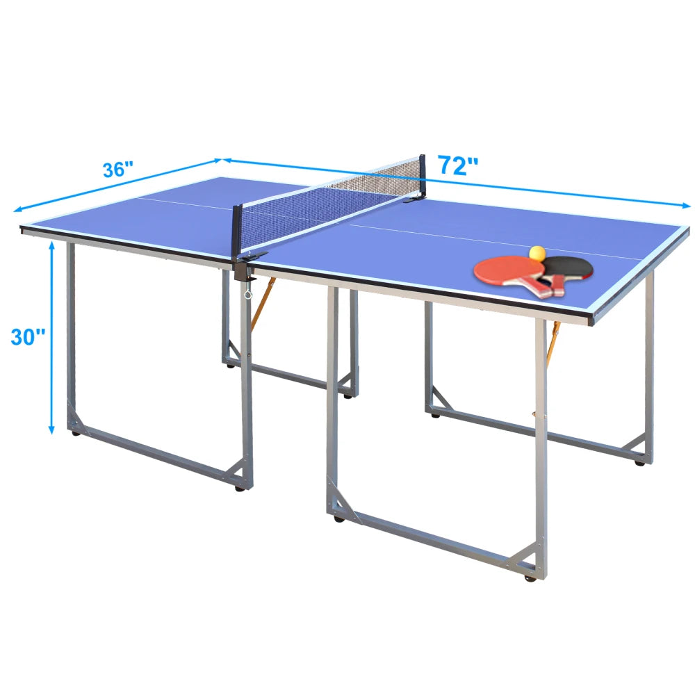 6ft Foldable Table Tennis Table with Net & Paddles
