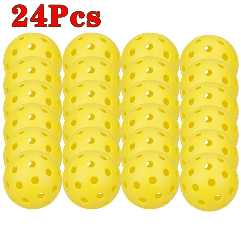 Outdoor Pickleballs – 74mm 40-Hole Durable Balls (6/12/24 Pack)
