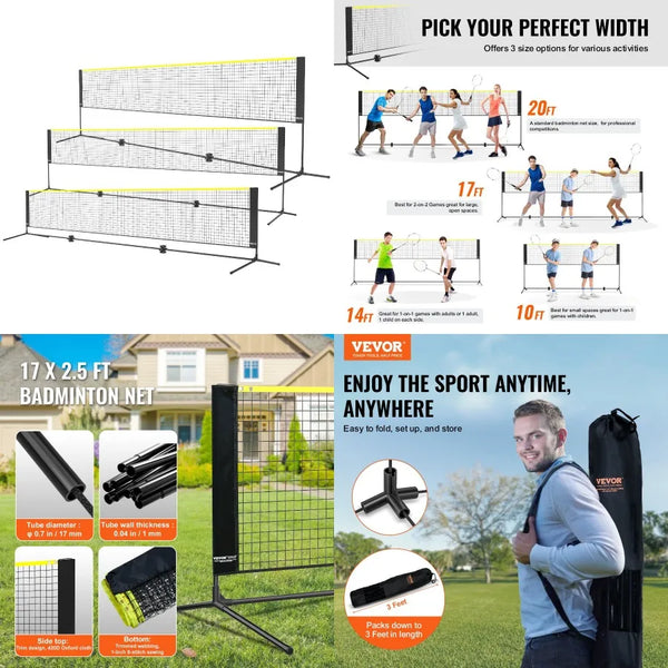 17ft Portable Badminton, Volleyball & Pickleball Net