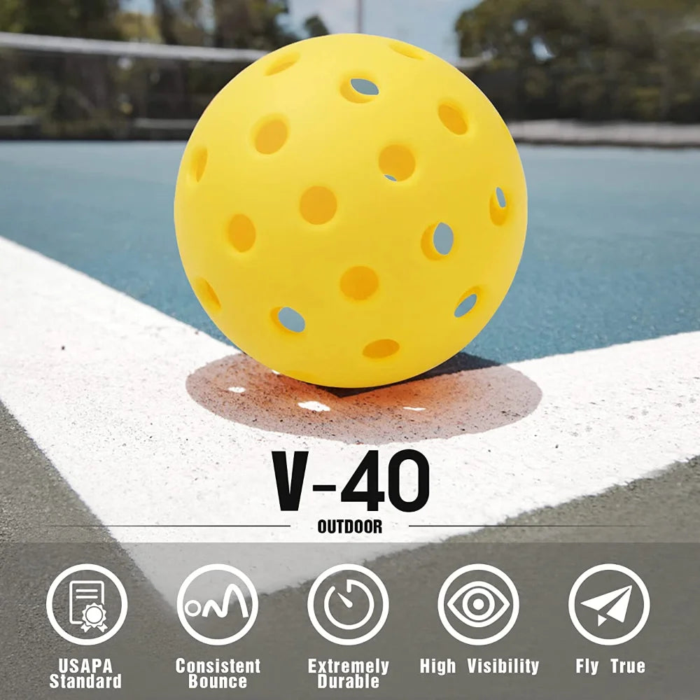 Outdoor Pickleballs – 74mm 40-Hole Durable Balls (6/12/24 Pack)