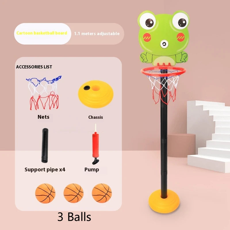 Children’s Adjustable Basketball Hoop with Cartoon Backboard