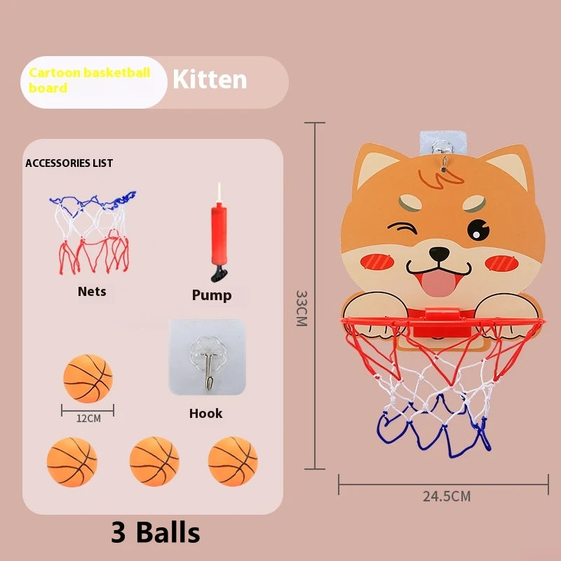 Children’s Adjustable Basketball Hoop with Cartoon Backboard