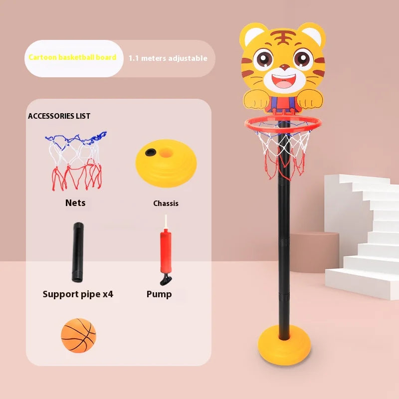 Children’s Adjustable Basketball Hoop with Cartoon Backboard