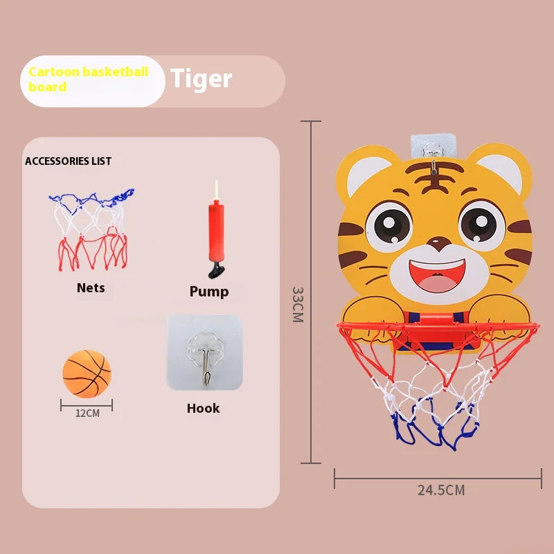 Children’s Adjustable Basketball Hoop with Cartoon Backboard