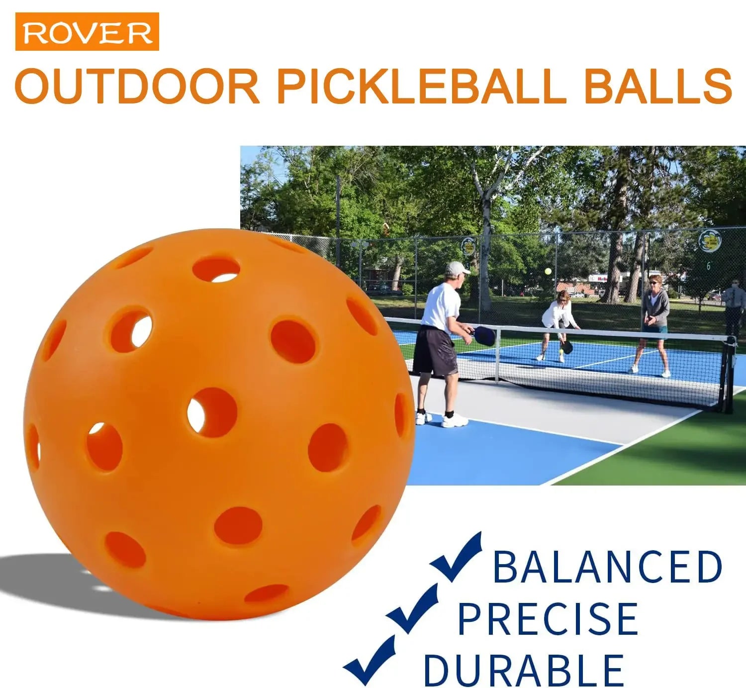 Outdoor Pickleballs – 74mm 40-Hole Durable Balls (6/12/24 Pack)