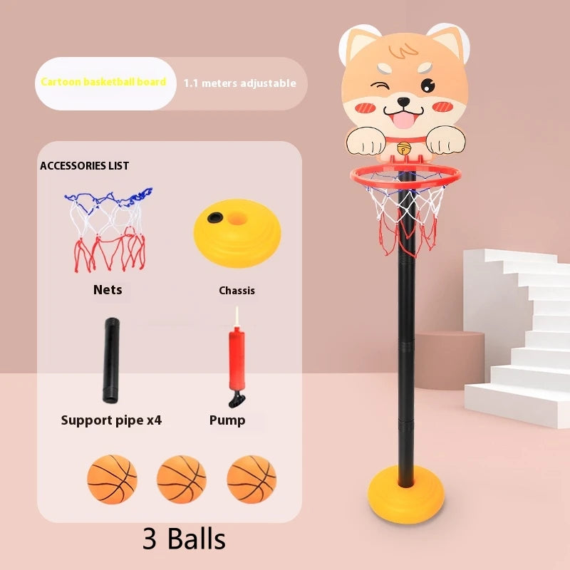 Children’s Adjustable Basketball Hoop with Cartoon Backboard