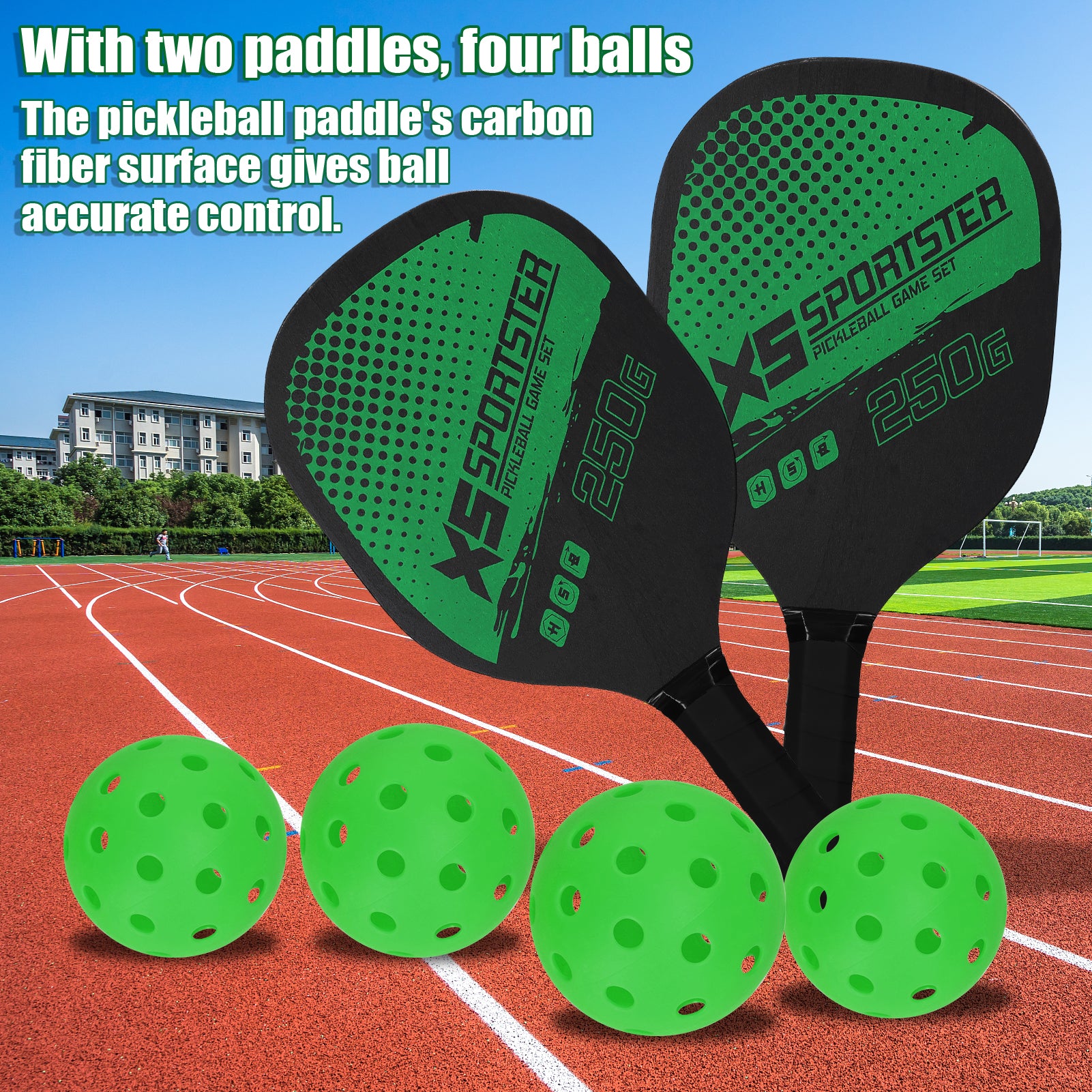 Pickleball Paddle Set – 2 Rackets & 4 Balls