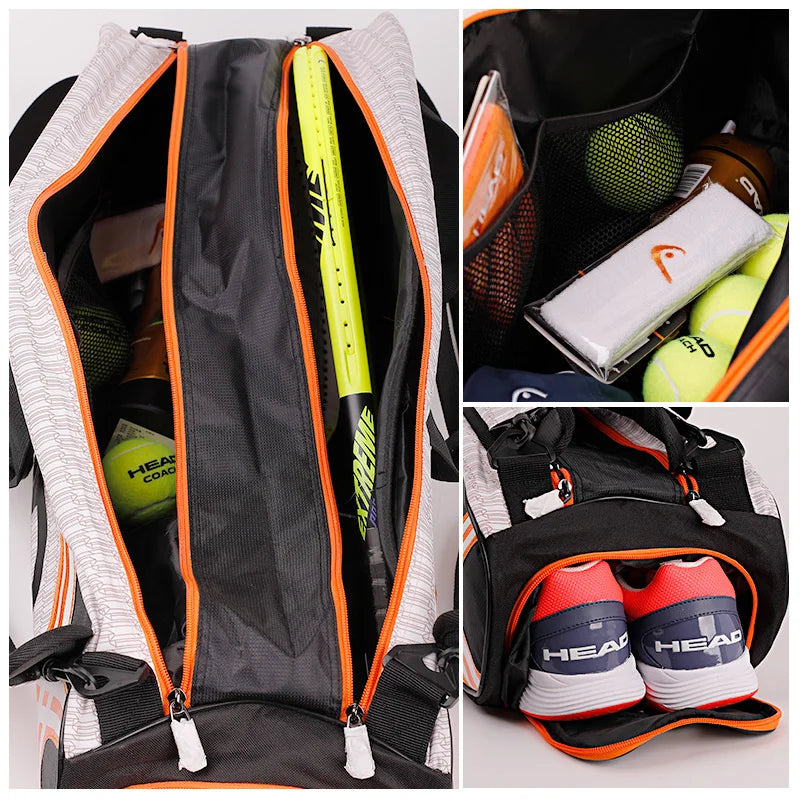 Large Capacity Tennis Racket Bag with Shoe Compartment