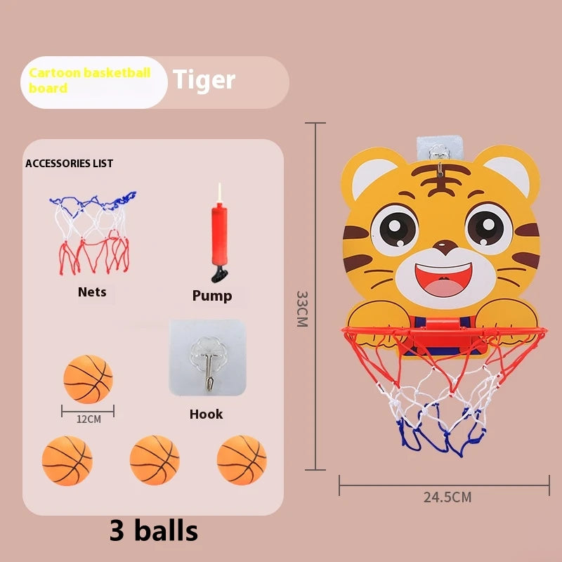Children’s Adjustable Basketball Hoop with Cartoon Backboard