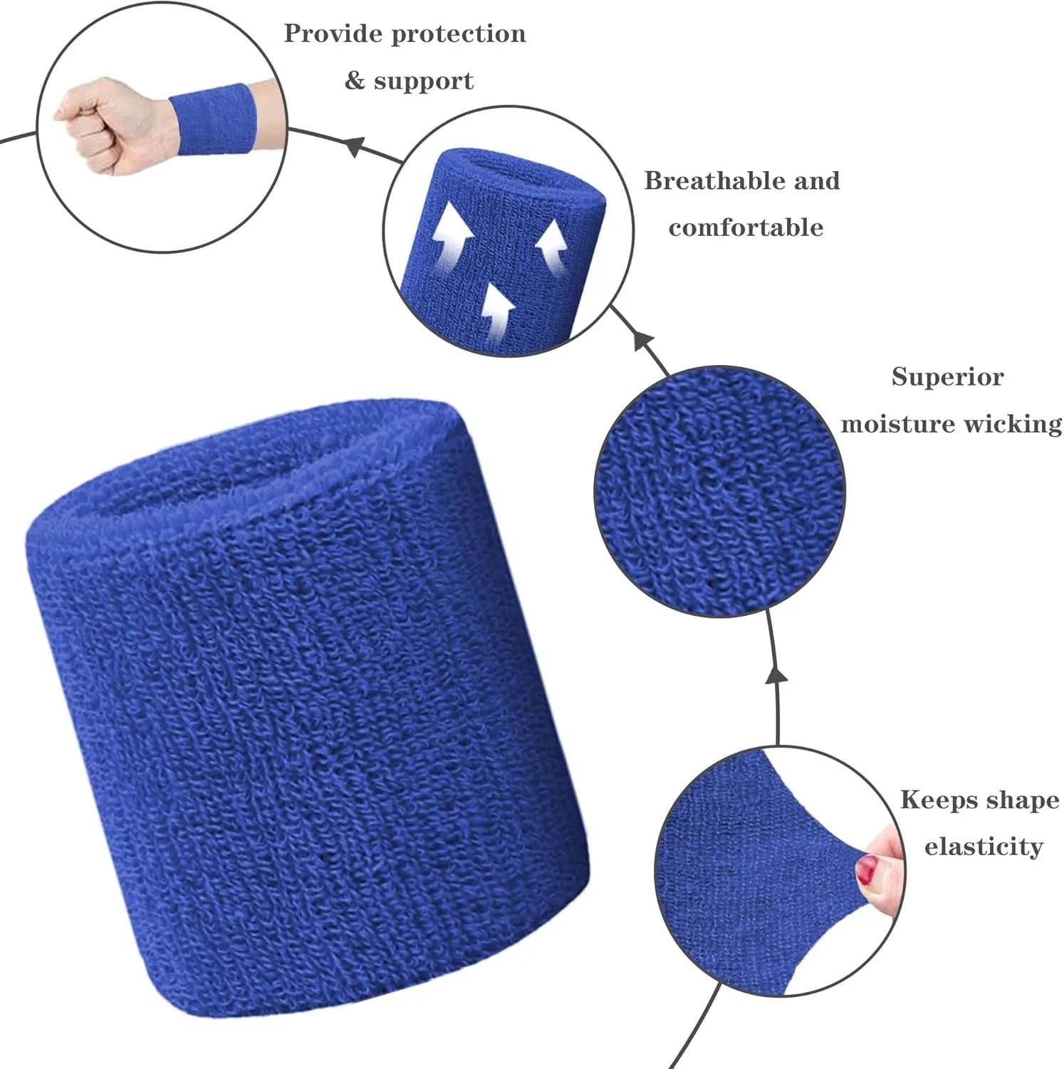 Breathable Cotton Wrist Sweatbands – 2PCS Set