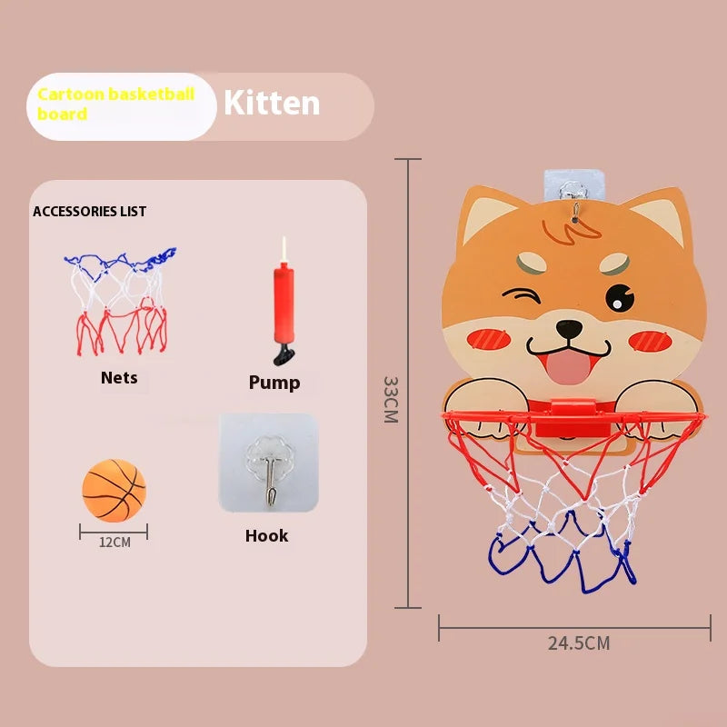 Children’s Adjustable Basketball Hoop with Cartoon Backboard