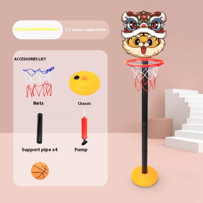 Children’s Adjustable Basketball Hoop with Cartoon Backboard