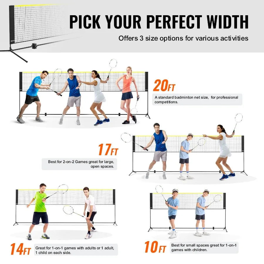 17ft Portable Badminton, Volleyball & Pickleball Net
