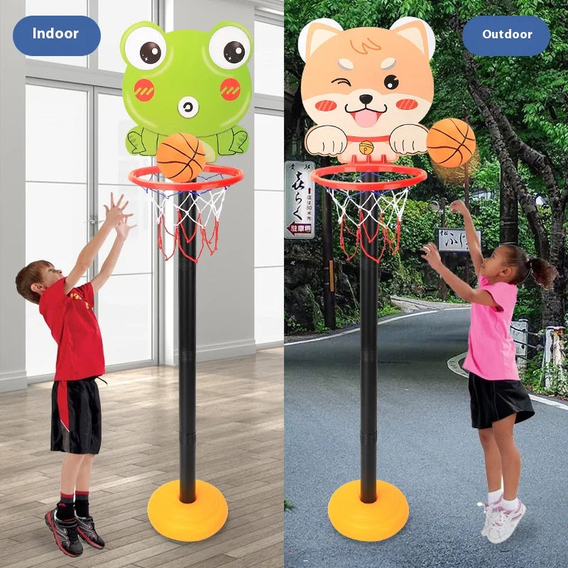 Children’s Adjustable Basketball Hoop with Cartoon Backboard