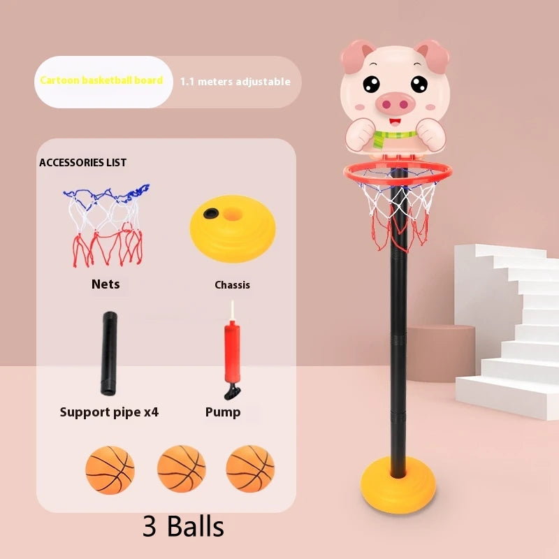 Children’s Adjustable Basketball Hoop with Cartoon Backboard