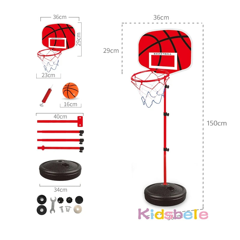 Toddler Adjustable Basketball Hoop with Stand 63–150CM