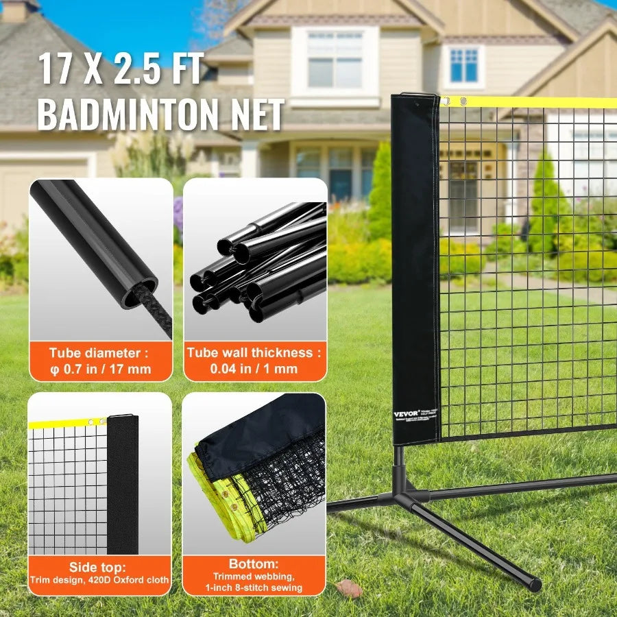 17ft Portable Badminton, Volleyball & Pickleball Net