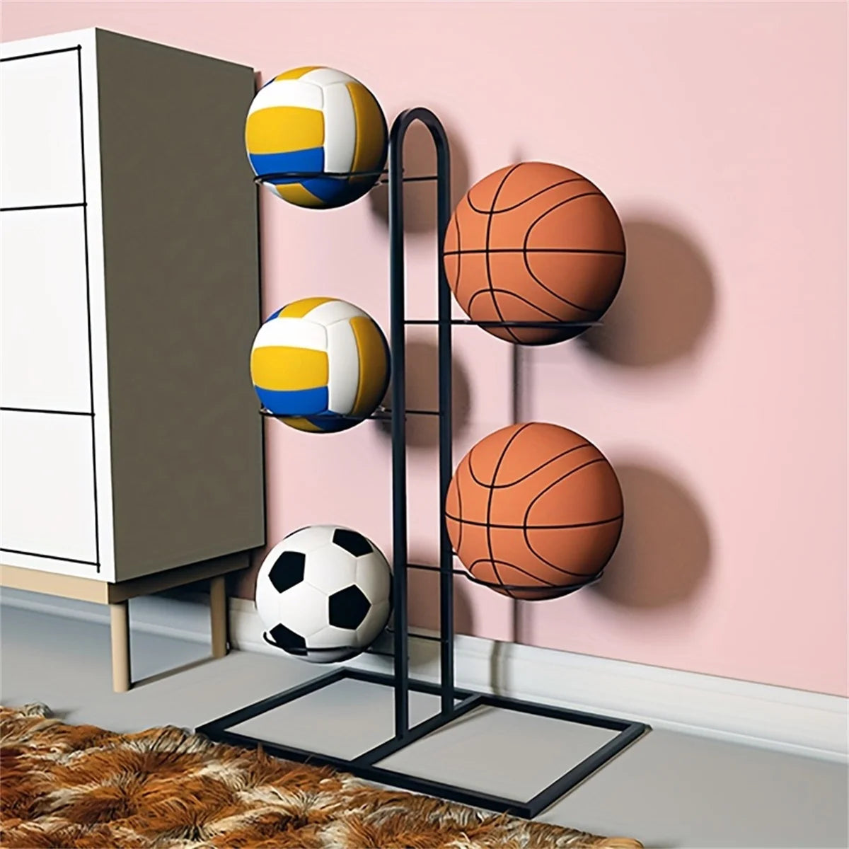 Indoor Kids Sports Ball Storage Rack Organizer