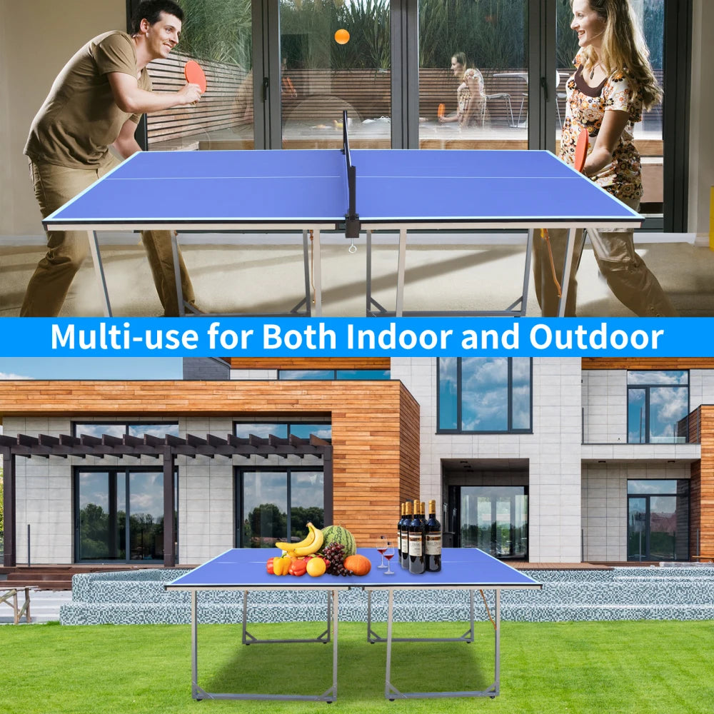 6ft Foldable Table Tennis Table with Net & Paddles